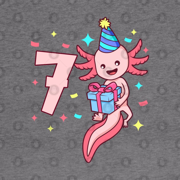 I am 7 with axolotl - girl birthday 7 years old by Modern Medieval Design